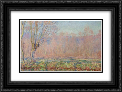 The Willows 24x18 Black Ornate Wood Framed Art Print Poster with Double Matting by Monet, Claude