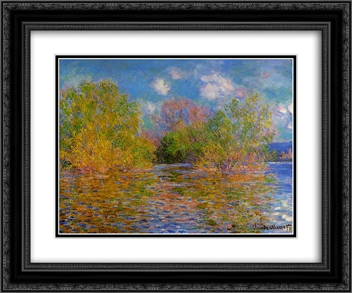 The Seine near Giverny 24x20 Black Ornate Wood Framed Art Print Poster with Double Matting by Monet, Claude