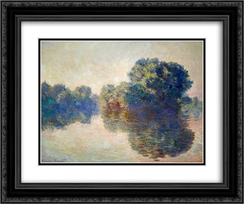 The Seine near Giverny 24x20 Black Ornate Wood Framed Art Print Poster with Double Matting by Monet, Claude