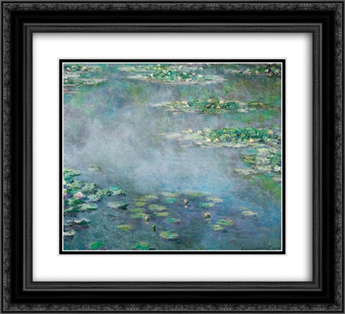 Water Lilies 22x20 Black Ornate Wood Framed Art Print Poster with Double Matting by Monet, Claude