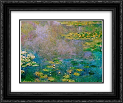 Water Lilies 24x20 Black Ornate Wood Framed Art Print Poster with Double Matting by Monet, Claude