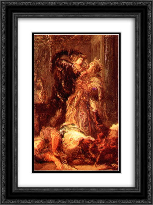 Prince Hamlet kill King Claudius 18x24 Black Ornate Wood Framed Art Print Poster with Double Matting by Moreau, Gustave