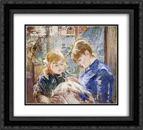 houses-and-buildings, boats-and-ships, harbours-and-lighthouses 22x20 Black Ornate Wood Framed Art Print Poster with Double Matting by Morisot, Berthe