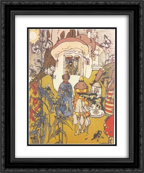 Illustration to the fairy tale 'The War of mushrooms' 20x24 Black Ornate Wood Framed Art Print Poster with Double Matting by Narbut, Heorhiy
