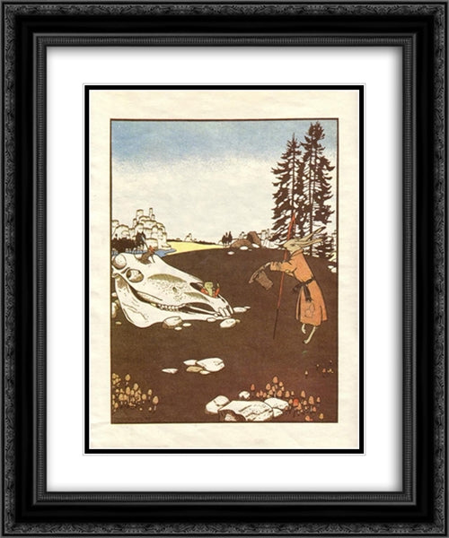 Illustration. 'Fairy Tales: Teremok. Mizgir'. 20x24 Black Ornate Wood Framed Art Print Poster with Double Matting by Narbut, Heorhiy