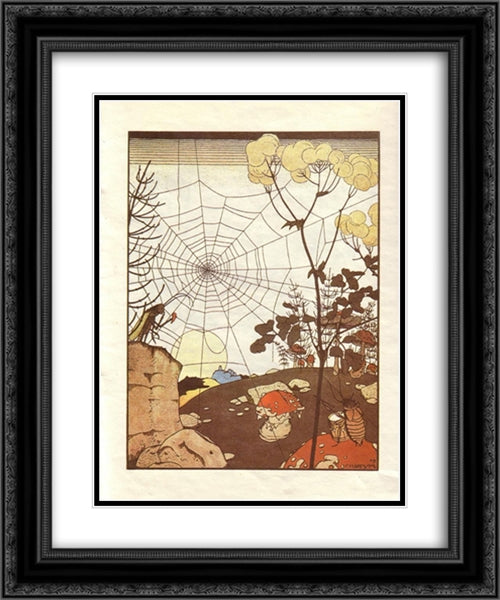 Illustration. 'Fairy Tales: Teremok. Mizgir'. 20x24 Black Ornate Wood Framed Art Print Poster with Double Matting by Narbut, Heorhiy