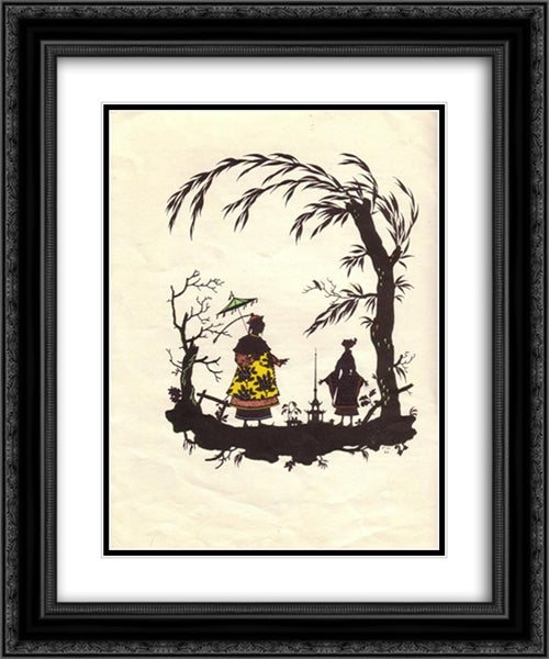 Illustration to 'Nightingale' by Hans Christian Andersen 20x24 Black Ornate Wood Framed Art Print Poster with Double Matting by Narbut, Heorhiy