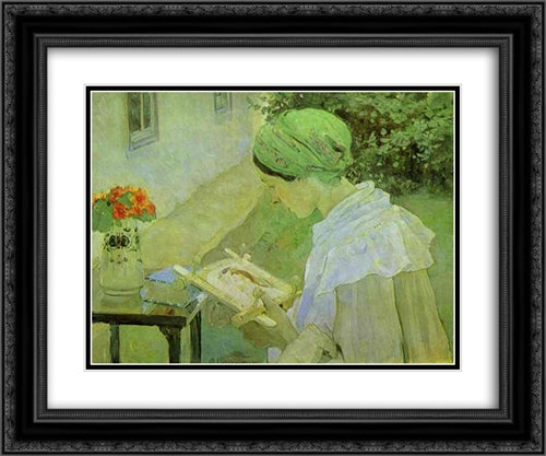 Portrait of Ekaterina Nesterova 24x20 Black Ornate Wood Framed Art Print Poster with Double Matting by Nesterov, Mikhail