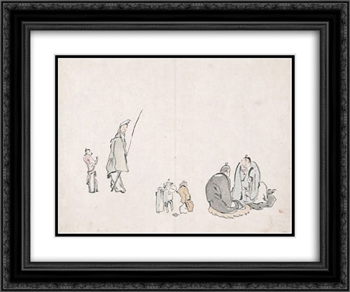 Untitled (Figures) 24x20 Black Ornate Wood Framed Art Print Poster with Double Matting by no Taiga, Ike