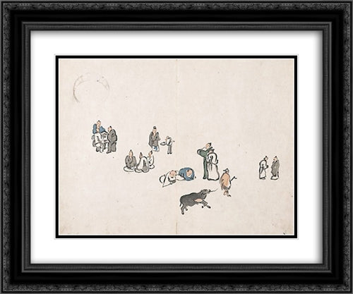 Untitled (Figures) 24x20 Black Ornate Wood Framed Art Print Poster with Double Matting by no Taiga, Ike