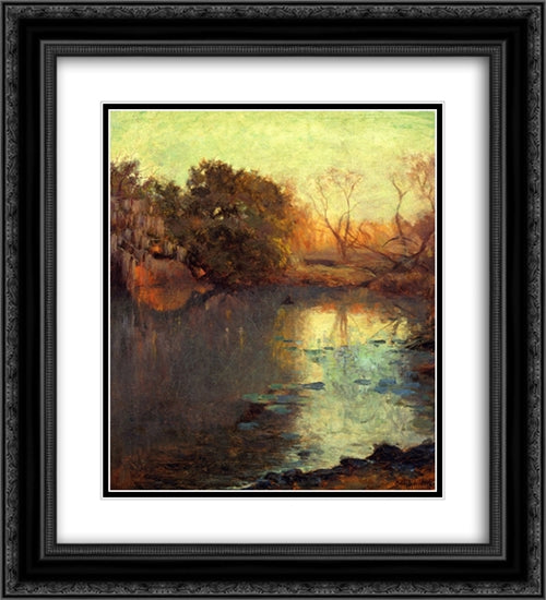 On The San Antonio River 20x22 Black Ornate Wood Framed Art Print Poster with Double Matting by Onderdonk, Robert Julian