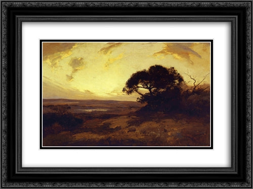 Golden Evening, Southwest Texas 24x18 Black Ornate Wood Framed Art Print Poster with Double Matting by Onderdonk, Robert Julian