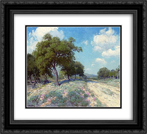 Road through the Trees 22x20 Black Ornate Wood Framed Art Print Poster with Double Matting by Onderdonk, Robert Julian