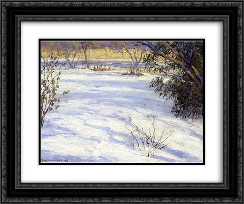 Snow Scene 24x20 Black Ornate Wood Framed Art Print Poster with Double Matting by Onderdonk, Robert Julian