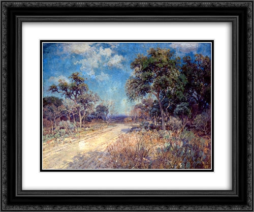 Road to the Hills 24x20 Black Ornate Wood Framed Art Print Poster with Double Matting by Onderdonk, Robert Julian
