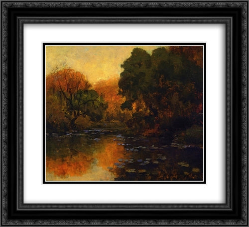 San Antonio River 22x20 Black Ornate Wood Framed Art Print Poster with Double Matting by Onderdonk, Robert Julian