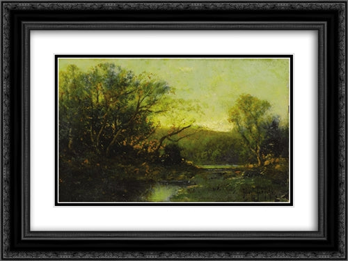 Autumn Landscape 24x18 Black Ornate Wood Framed Art Print Poster with Double Matting by Onderdonk, Robert Julian