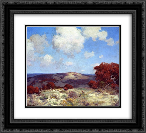 In the Hills of the Spanish Oaks 22x20 Black Ornate Wood Framed Art Print Poster with Double Matting by Onderdonk, Robert Julian