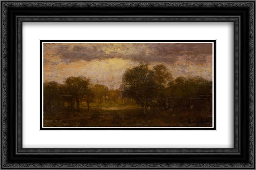 Landscape 24x16 Black Ornate Wood Framed Art Print Poster with Double Matting by Onderdonk, Robert Julian