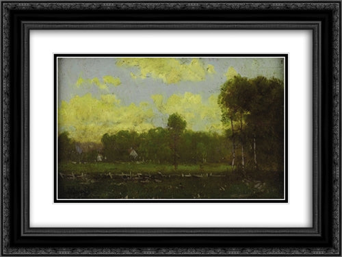 Landscape 24x18 Black Ornate Wood Framed Art Print Poster with Double Matting by Onderdonk, Robert Julian