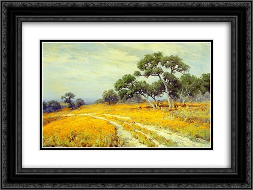 Landscape with Coreopsis 24x18 Black Ornate Wood Framed Art Print Poster with Double Matting by Onderdonk, Robert Julian