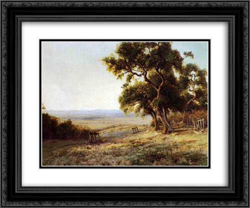 Late Afternoon, Valley of the Leon 24x20 Black Ornate Wood Framed Art Print Poster with Double Matting by Onderdonk, Robert Julian