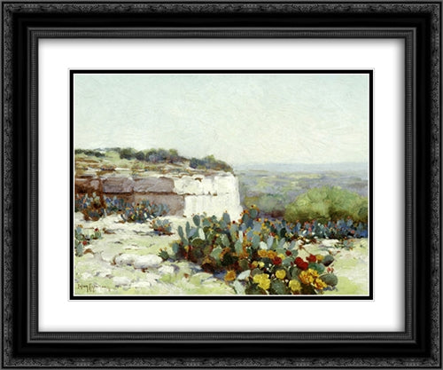 Prickly Pear in Blossom 24x20 Black Ornate Wood Framed Art Print Poster with Double Matting by Onderdonk, Robert Julian
