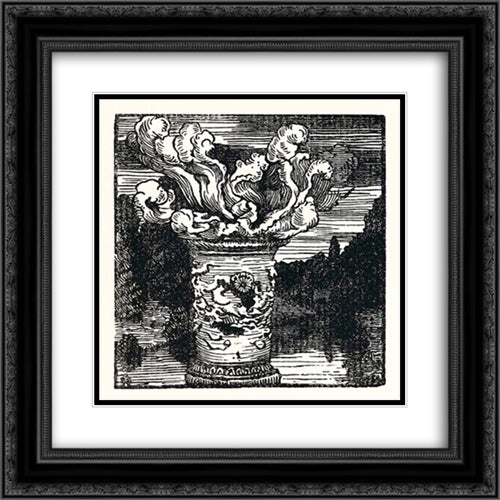Bouquet in a Vase 20x20 Black Ornate Wood Framed Art Print Poster with Double Matting by Ostroumova Lebedeva, Anna