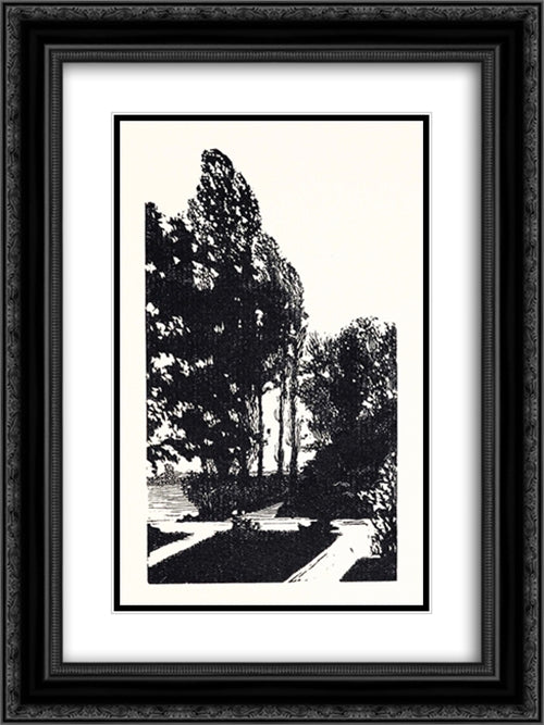 In the park. Poplar trees. 18x24 Black Ornate Wood Framed Art Print Poster with Double Matting by Ostroumova Lebedeva, Anna
