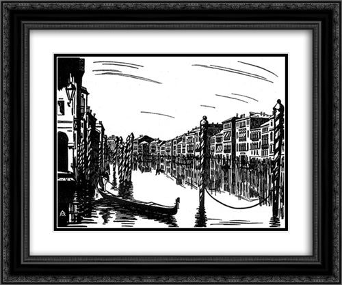 Venice 24x20 Black Ornate Wood Framed Art Print Poster with Double Matting by Ostroumova Lebedeva, Anna