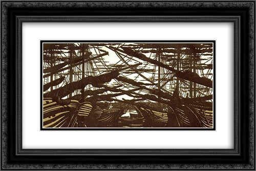 Gear 24x16 Black Ornate Wood Framed Art Print Poster with Double Matting by Ostroumova Lebedeva, Anna