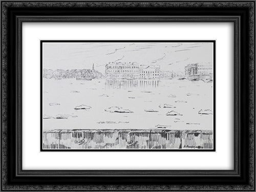 Debacle 24x18 Black Ornate Wood Framed Art Print Poster with Double Matting by Ostroumova Lebedeva, Anna
