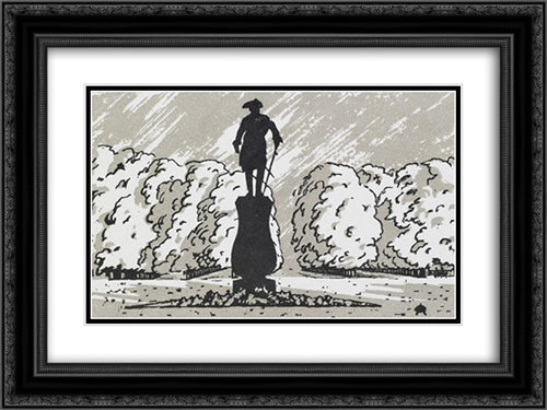 Linden avenue and the monument to Paul I 24x18 Black Ornate Wood Framed Art Print Poster with Double Matting by Ostroumova Lebedeva, Anna