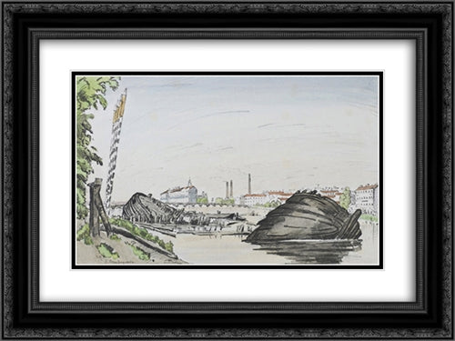 School House of Peter I 24x18 Black Ornate Wood Framed Art Print Poster with Double Matting by Ostroumova Lebedeva, Anna