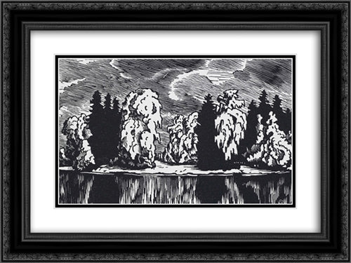 Perspective of the Constantine Palace 24x18 Black Ornate Wood Framed Art Print Poster with Double Matting by Ostroumova Lebedeva, Anna