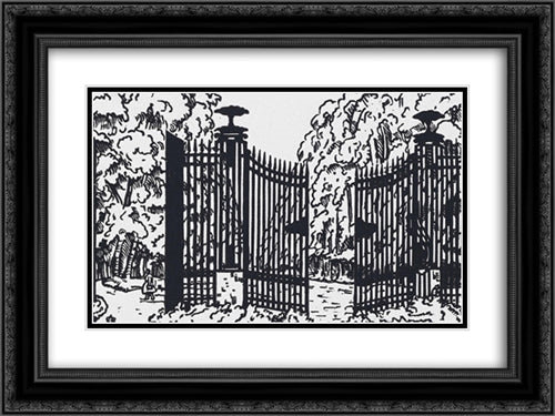 The gate and the road to 'Etyup' 24x18 Black Ornate Wood Framed Art Print Poster with Double Matting by Ostroumova Lebedeva, Anna