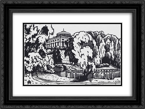 Willows near the palace 24x18 Black Ornate Wood Framed Art Print Poster with Double Matting by Ostroumova Lebedeva, Anna