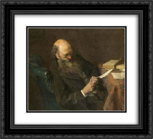 The writer 22x20 Black Ornate Wood Framed Art Print Poster with Double Matting by Pantazis, Pericles