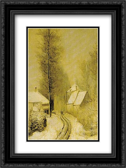 Snowy landscape 18x24 Black Ornate Wood Framed Art Print Poster with Double Matting by Pantazis, Pericles