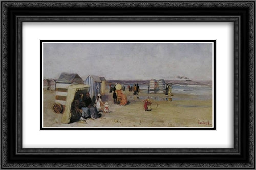 At the beach 24x16 Black Ornate Wood Framed Art Print Poster with Double Matting by Pantazis, Pericles