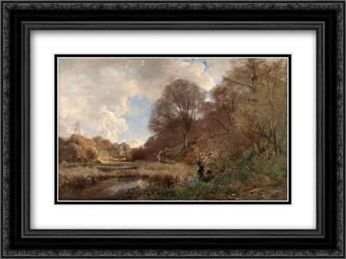 Summer day at the river 24x18 Black Ornate Wood Framed Art Print Poster with Double Matting by Pantazis, Pericles