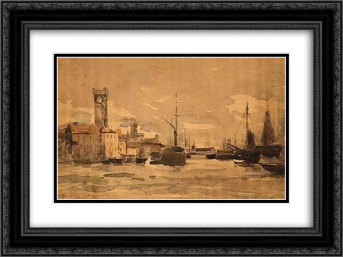 Ostend 24x18 Black Ornate Wood Framed Art Print Poster with Double Matting by Pantazis, Pericles