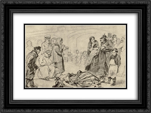 Drowned 24x18 Black Ornate Wood Framed Art Print Poster with Double Matting by Perov, Vasily