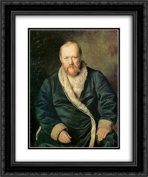 Portrait of the Playwright Alexander Ostrovsky 20x24 Black Ornate Wood Framed Art Print Poster with Double Matting by Perov, Vasily
