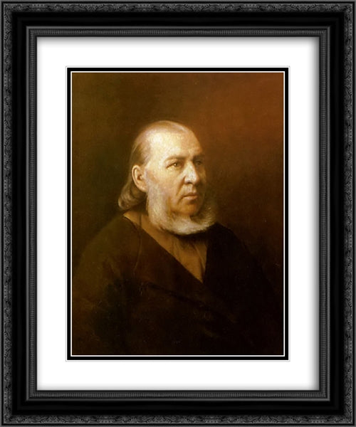 Portrait of Sergei Timofeevich Aksakov 20x24 Black Ornate Wood Framed Art Print Poster with Double Matting by Perov, Vasily