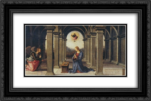 Pala di Fano (Annunciation) 24x16 Black Ornate Wood Framed Art Print Poster with Double Matting by Perugino, Pietro