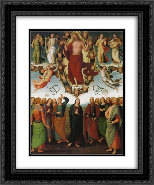 The Ascension of Christ 20x24 Black Ornate Wood Framed Art Print Poster with Double Matting by Perugino, Pietro
