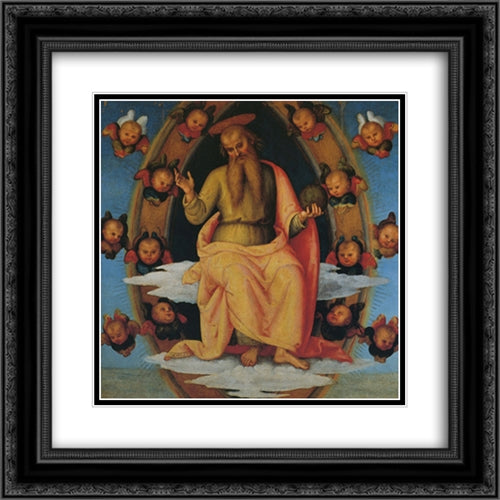 Pala di Sant Agostino (Lord Blessing) 20x20 Black Ornate Wood Framed Art Print Poster with Double Matting by Perugino, Pietro