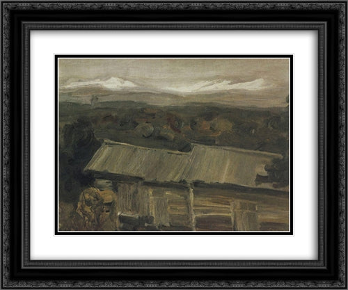 Khvalynsk 24x20 Black Ornate Wood Framed Art Print Poster with Double Matting by Petrov Vodkin, Kuzma