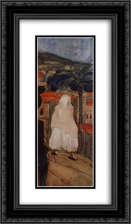 In the veil 14x24 Black Ornate Wood Framed Art Print Poster with Double Matting by Petrov Vodkin, Kuzma